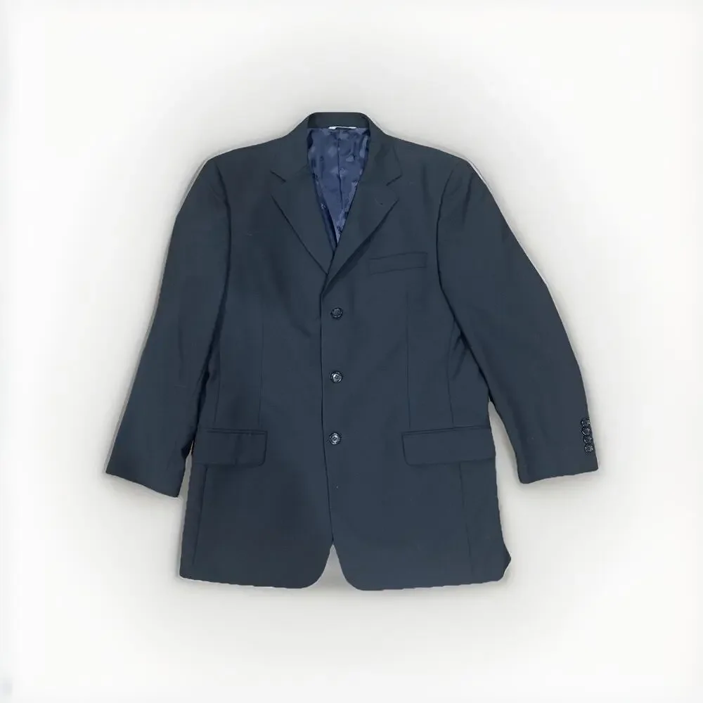 Vintage Christian Dior Mens Black Notch Lapel Three-Button Blazer Size 40R